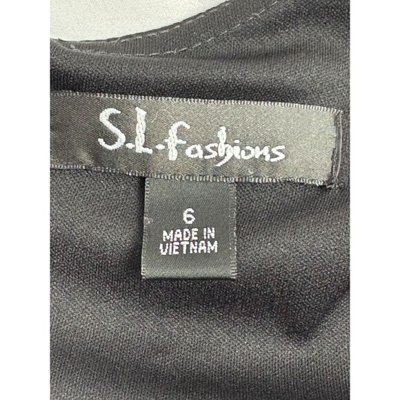 SL Fashions Draped Flare Satin Charmuese Dress Party Formal Black Green Size 6 - Picture 8 of 12